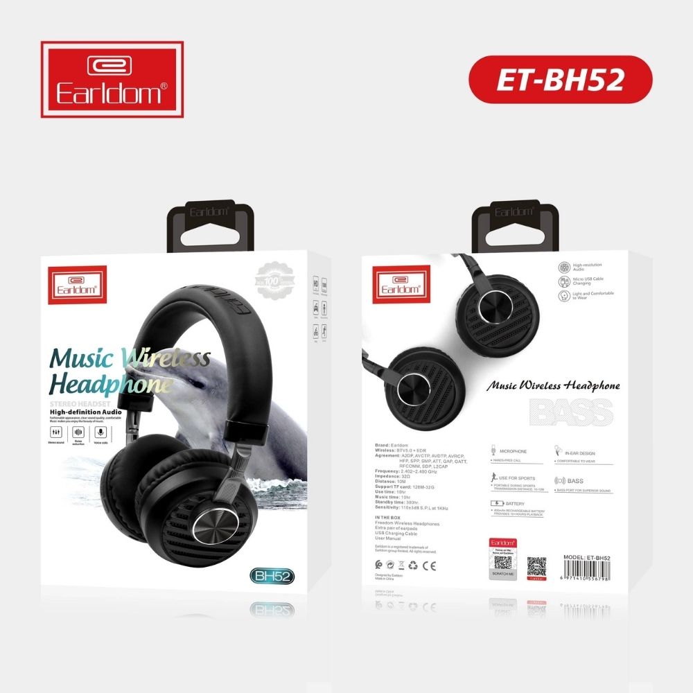 Tai nghe chụp Bluetooth Earldom BH52: Âm thanh không dây chất lượng cao