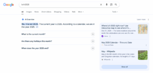 Google sửa lỗi khi AI Overviews “quên” mất đang ở năm 2025